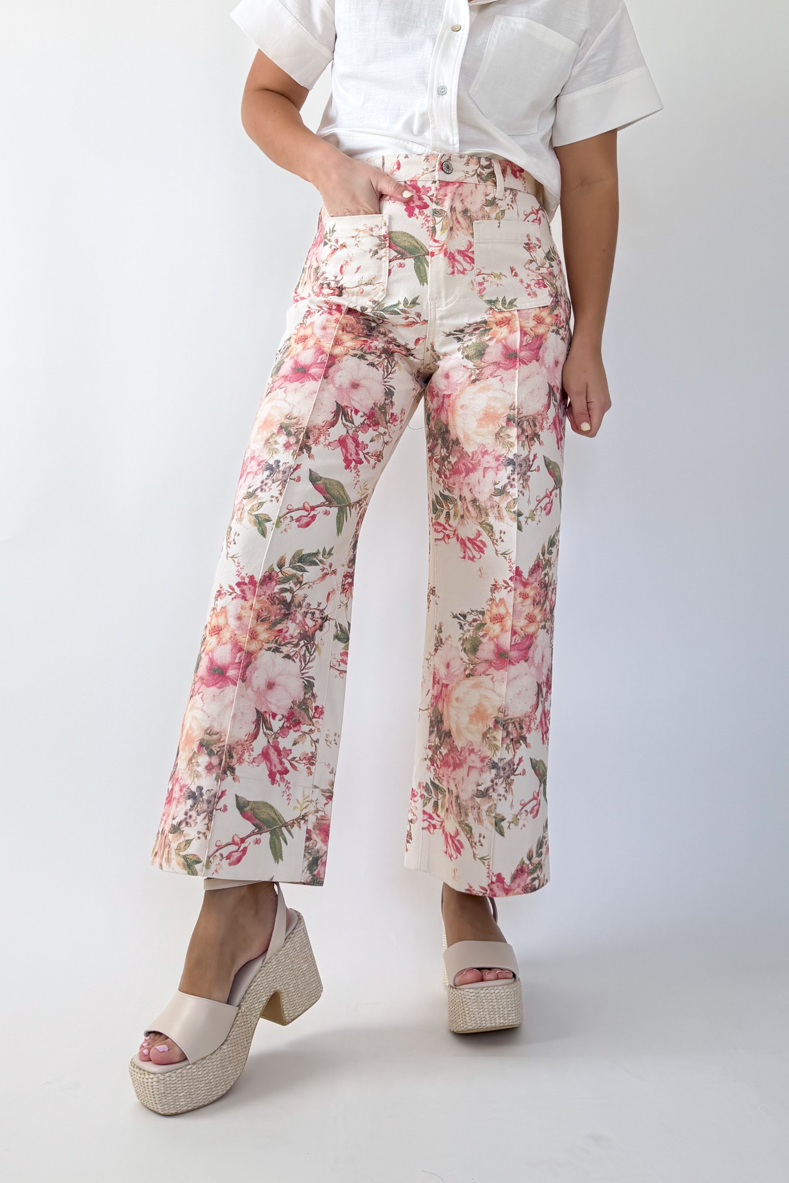 entro floral high rise pants