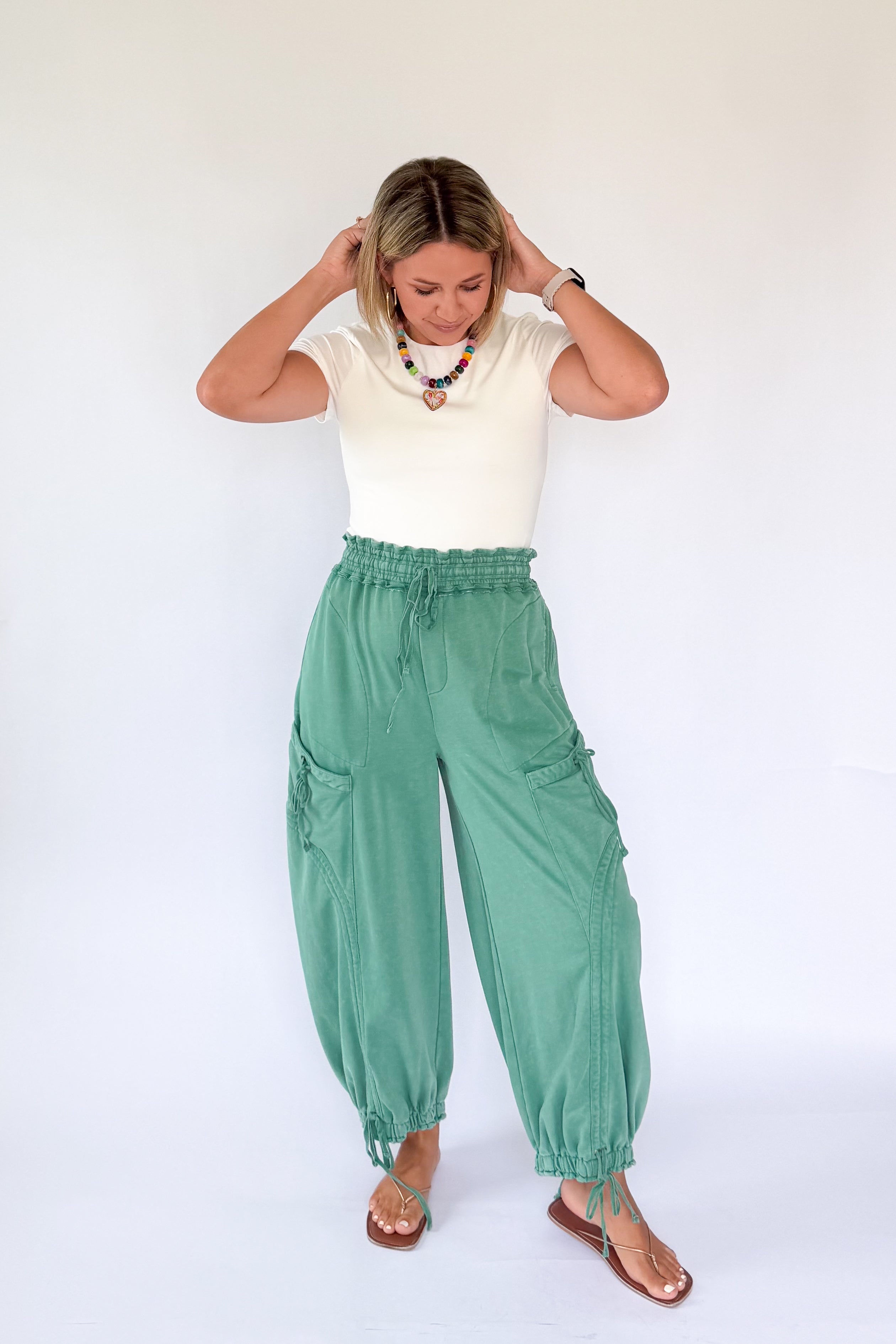 mittoshop heritage green jogger barrel pant