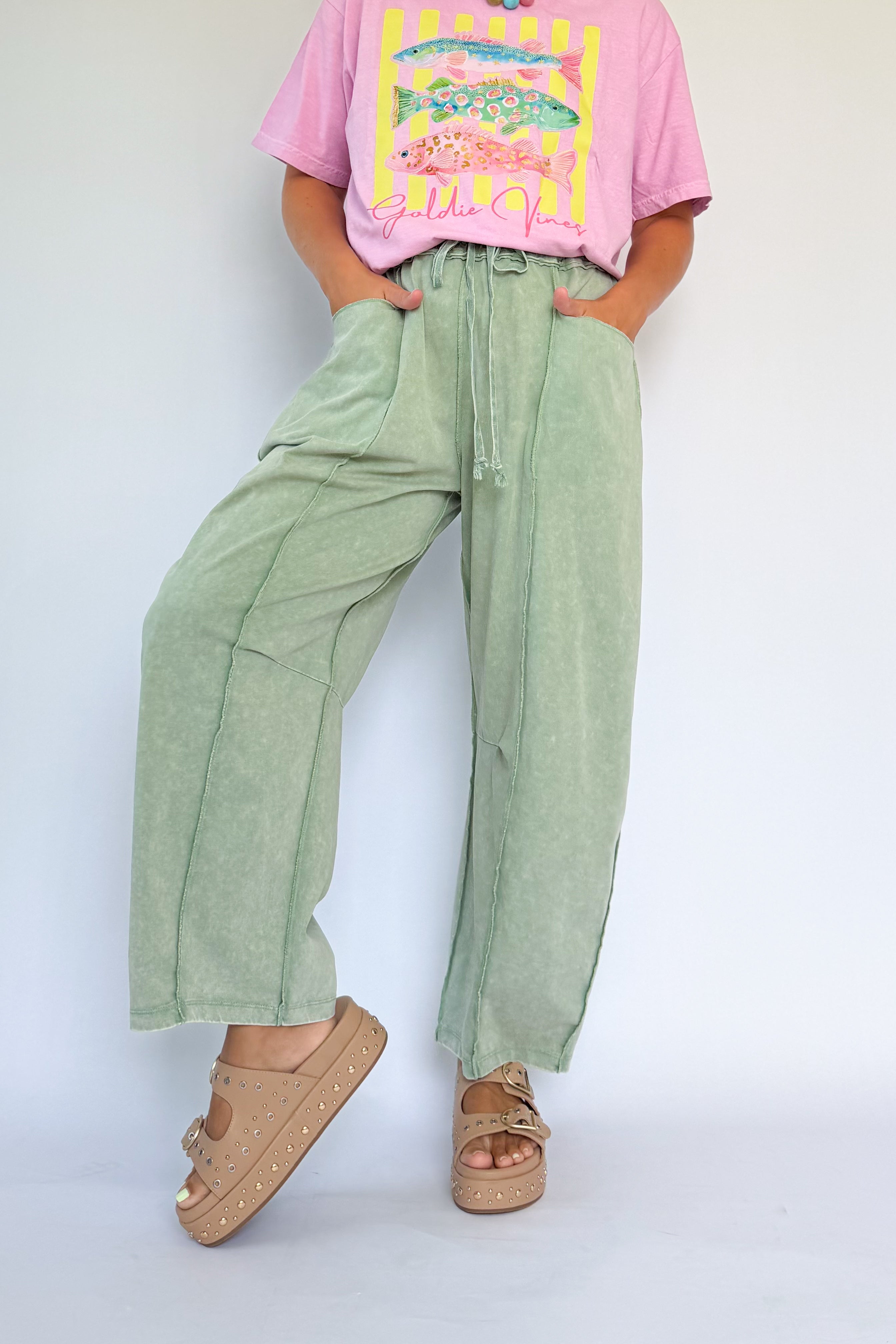 MITTOSHOP GREEN BARREL SWEATPANTS
