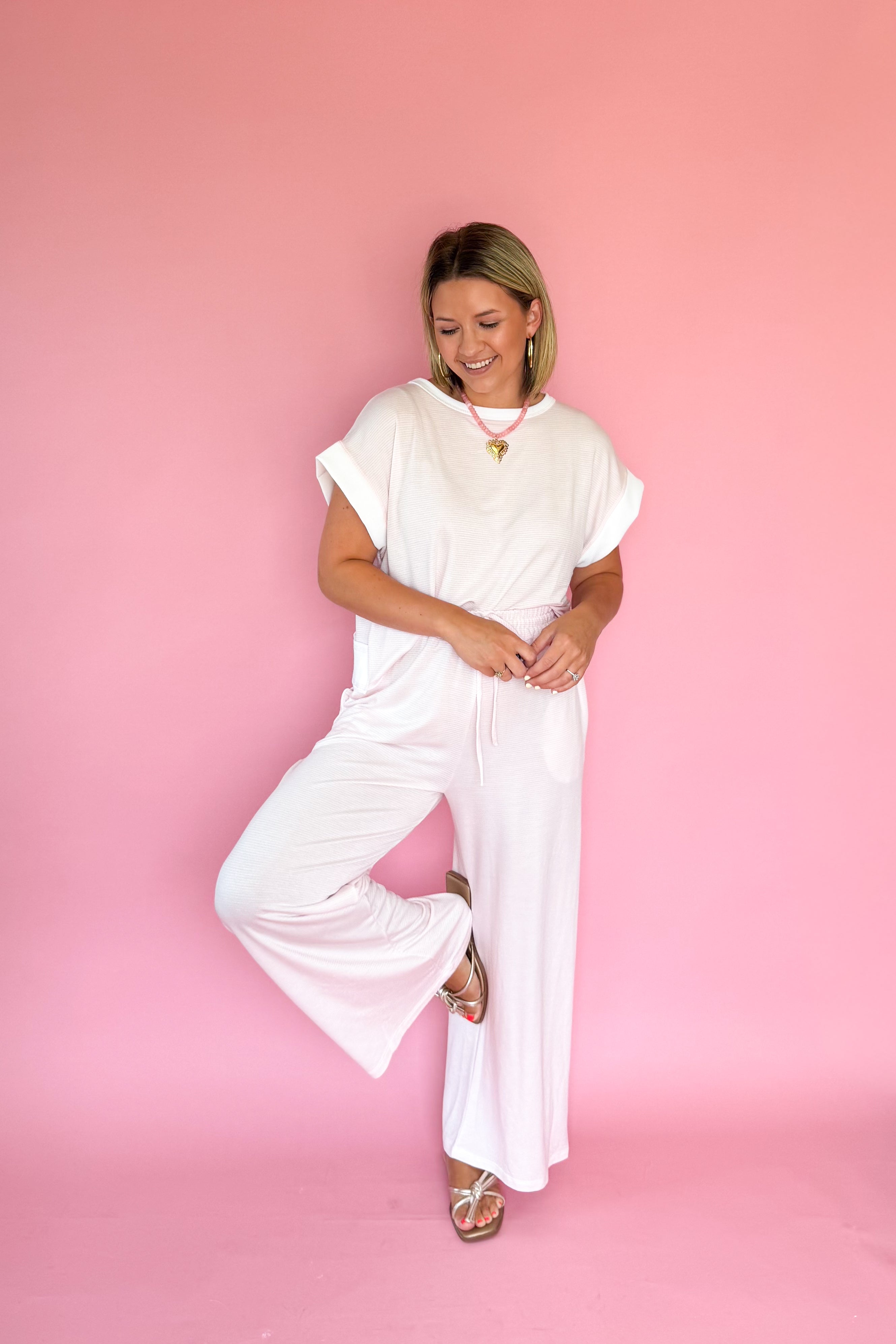 Bucketlist pink/white stripe set