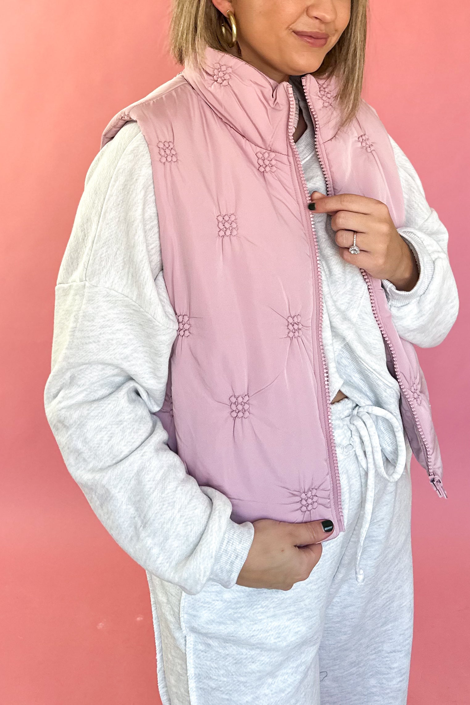 entro pink puffer vest