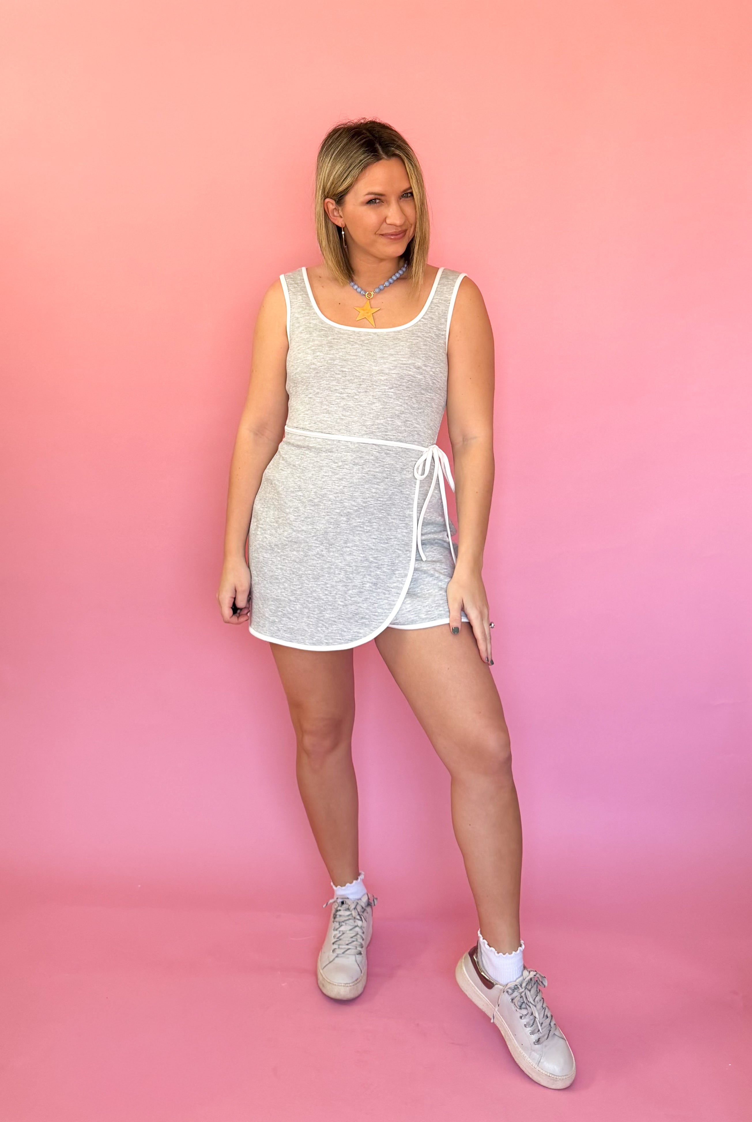 Mable heather gray dress with built in shorts