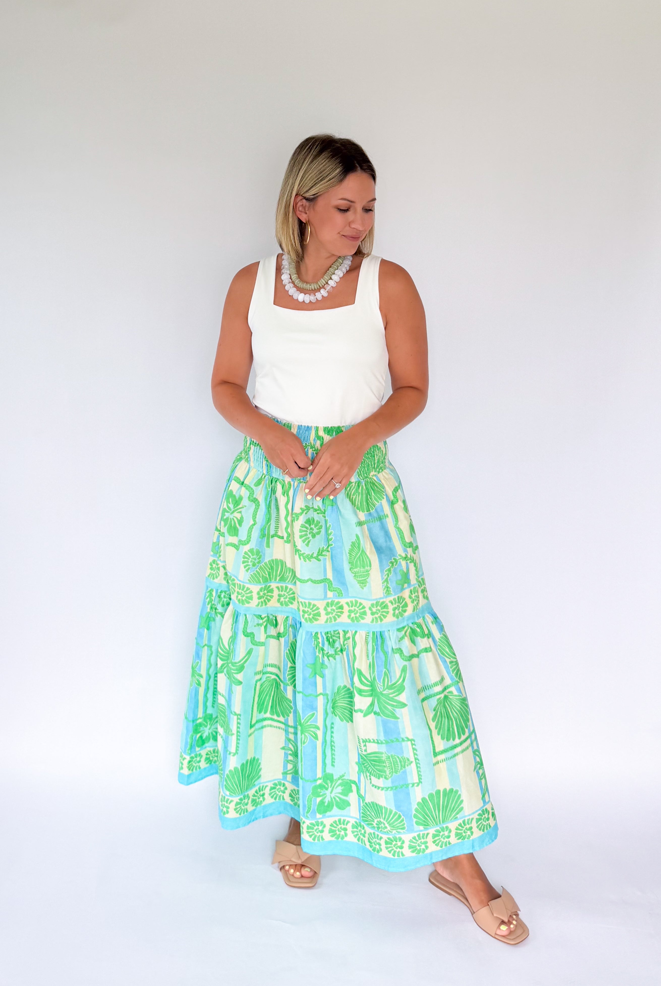 Seashell Smock Maxi Skirt By Karlie