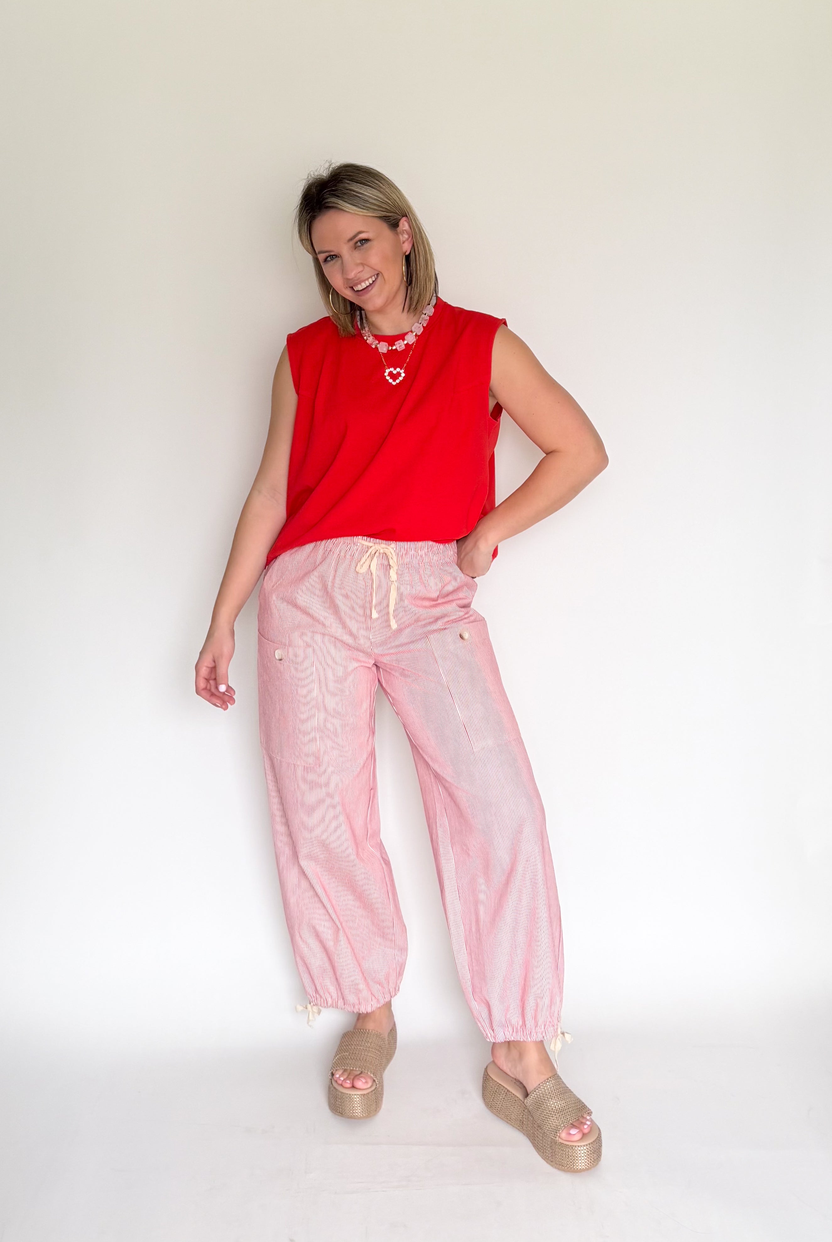 wishlist red & white stripe balloon pant