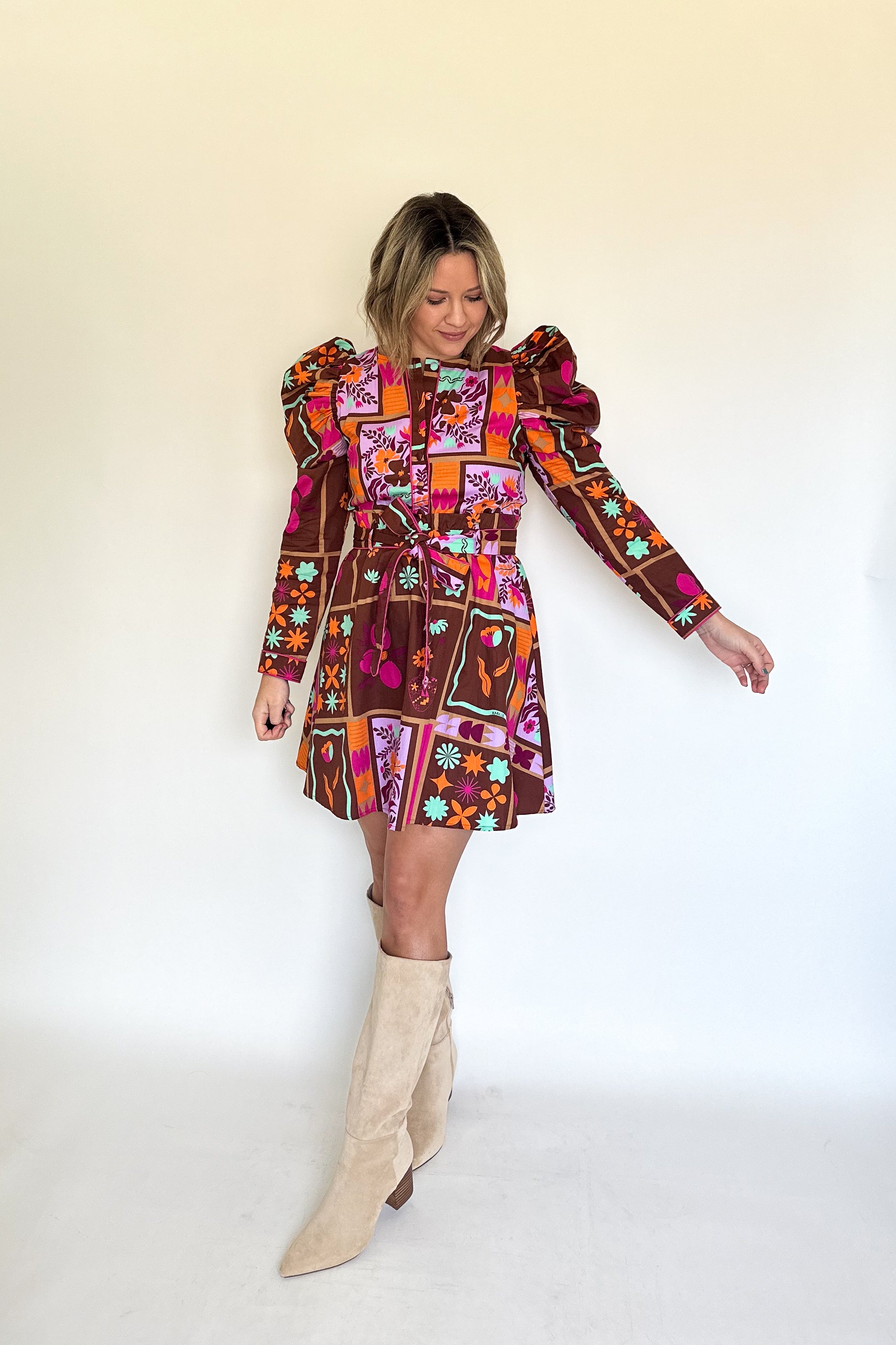 Floral Frame Shirt Dress By Karlie