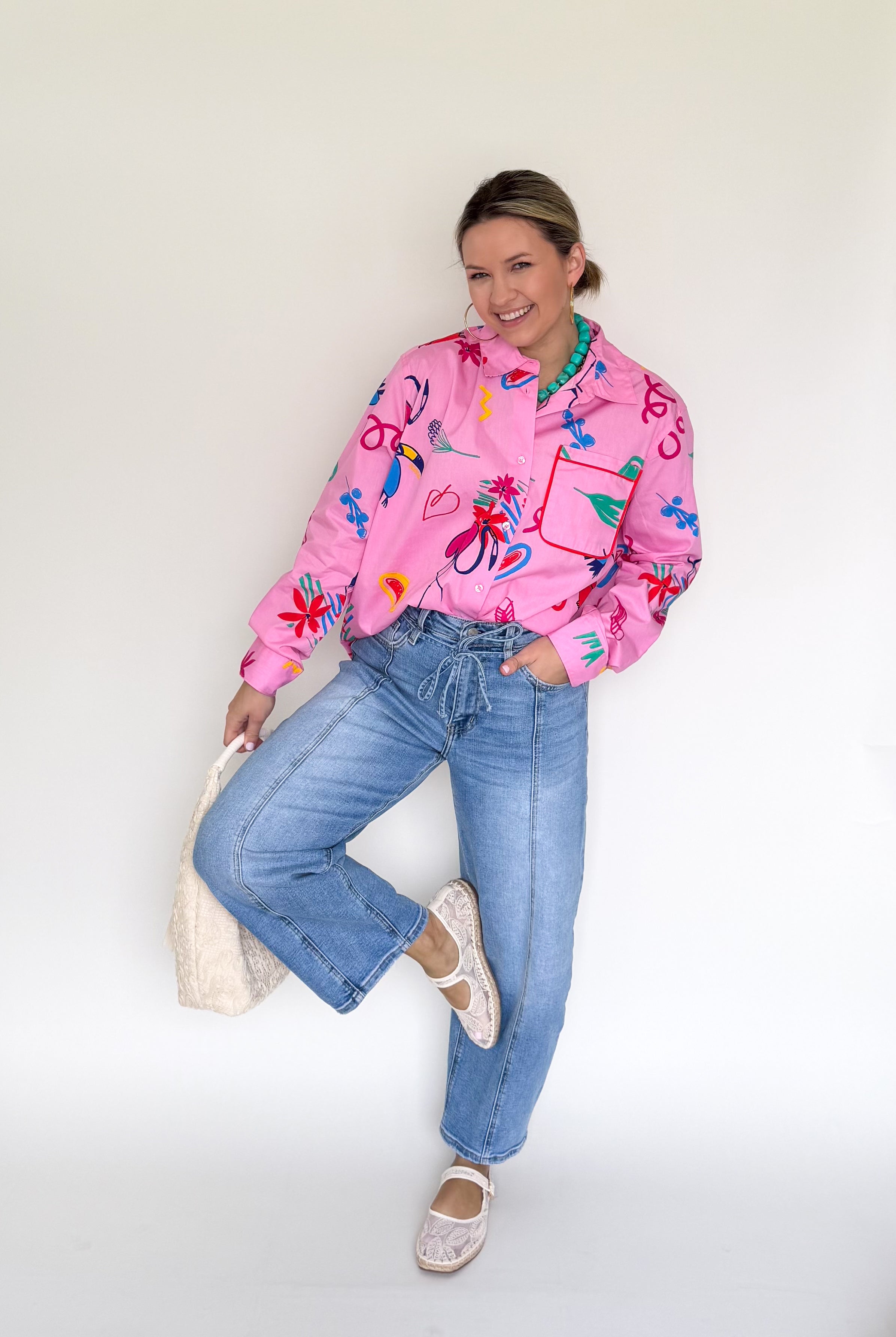 Artist Poplin Button Up Top By Karlie