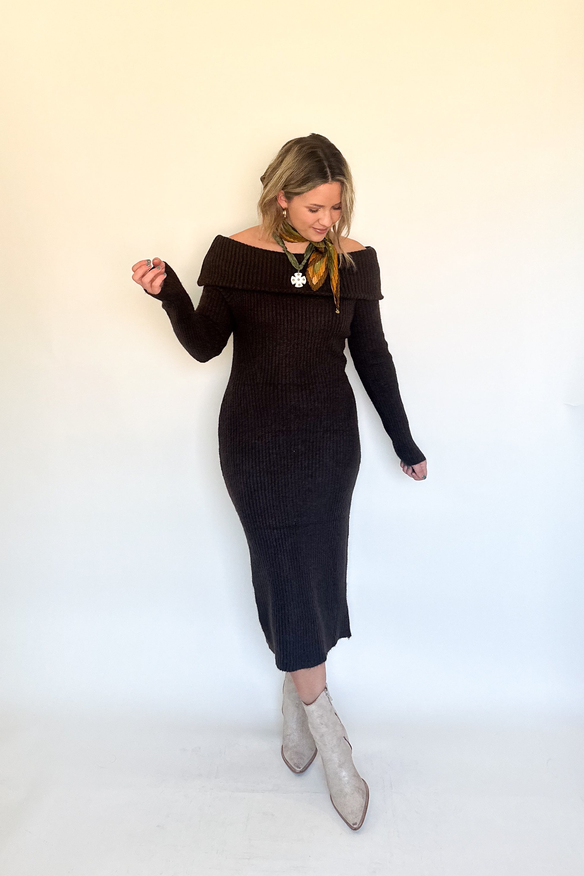 entro brown midi dress