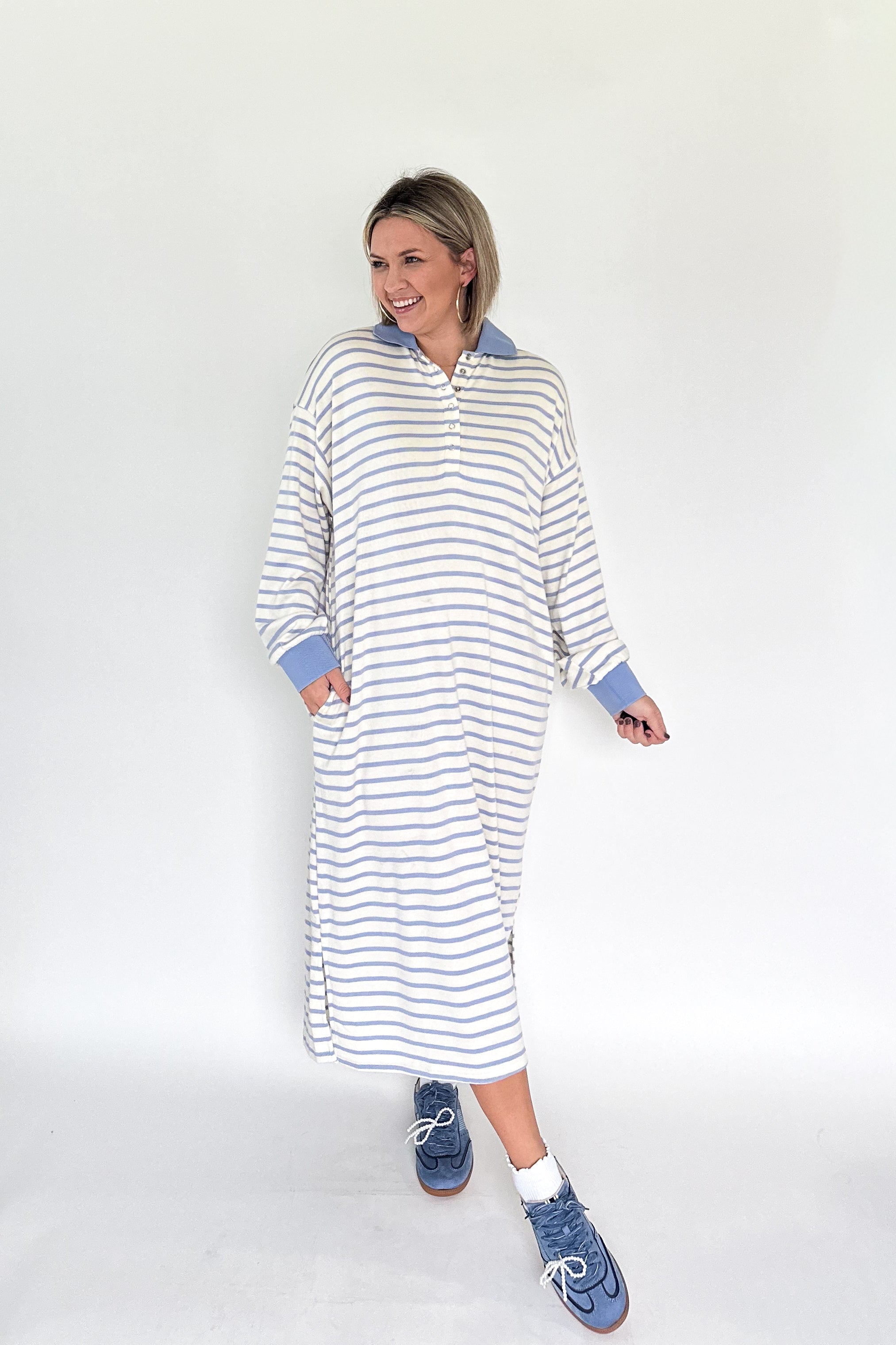 wishlist sky/white stripe maxi