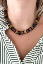 Tricolor Tiger Eye Rondel Bead Necklace