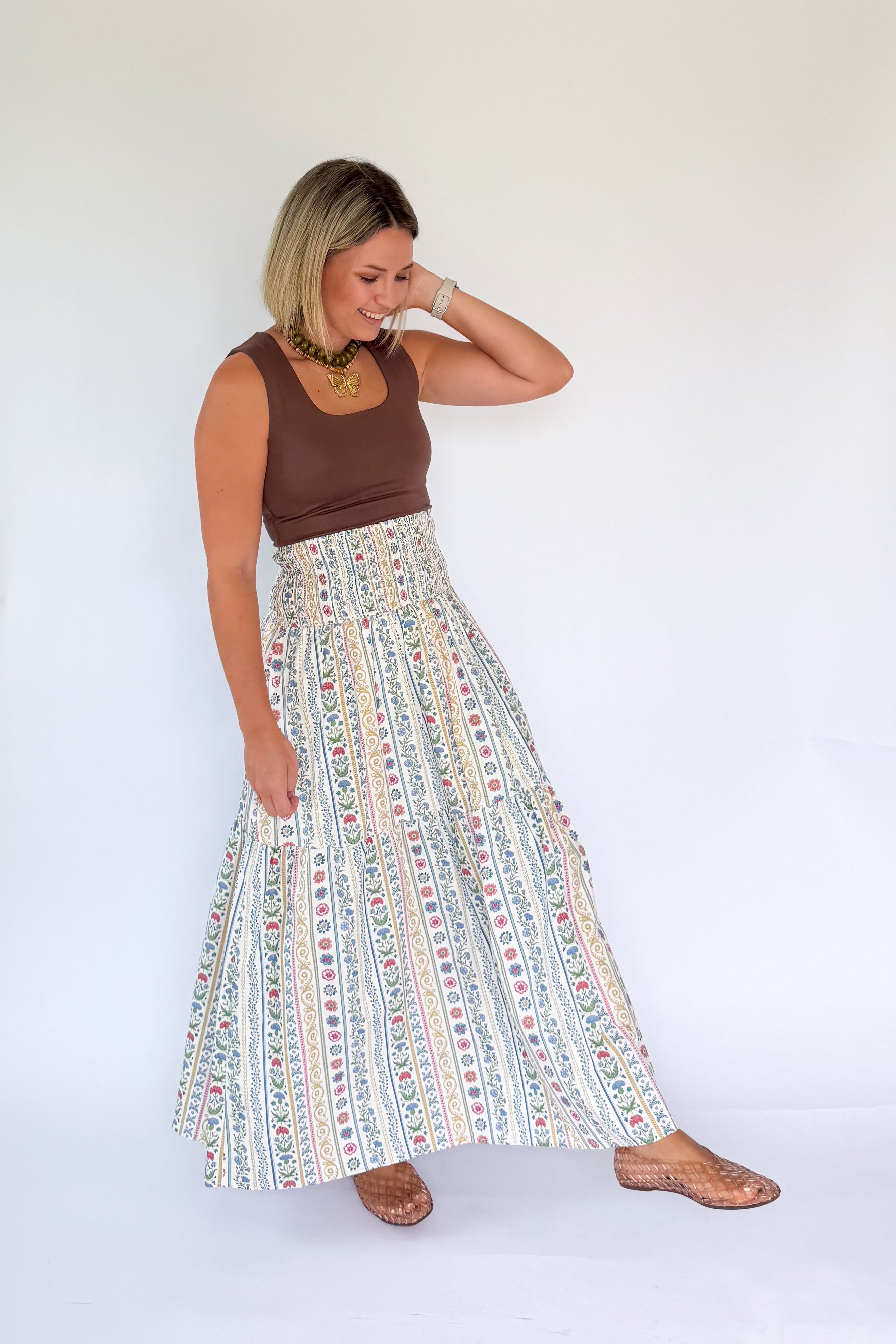 French Cottage Floral Maxi Skirt By Karlie
