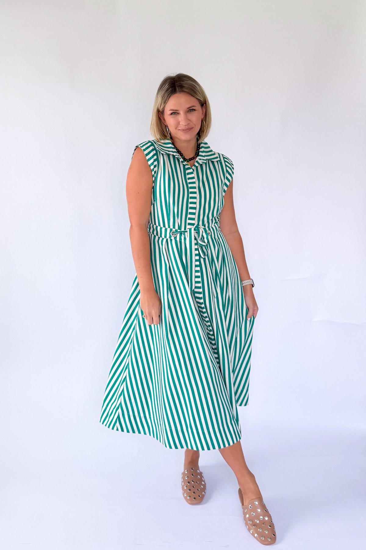 entro green & white stripe maxi