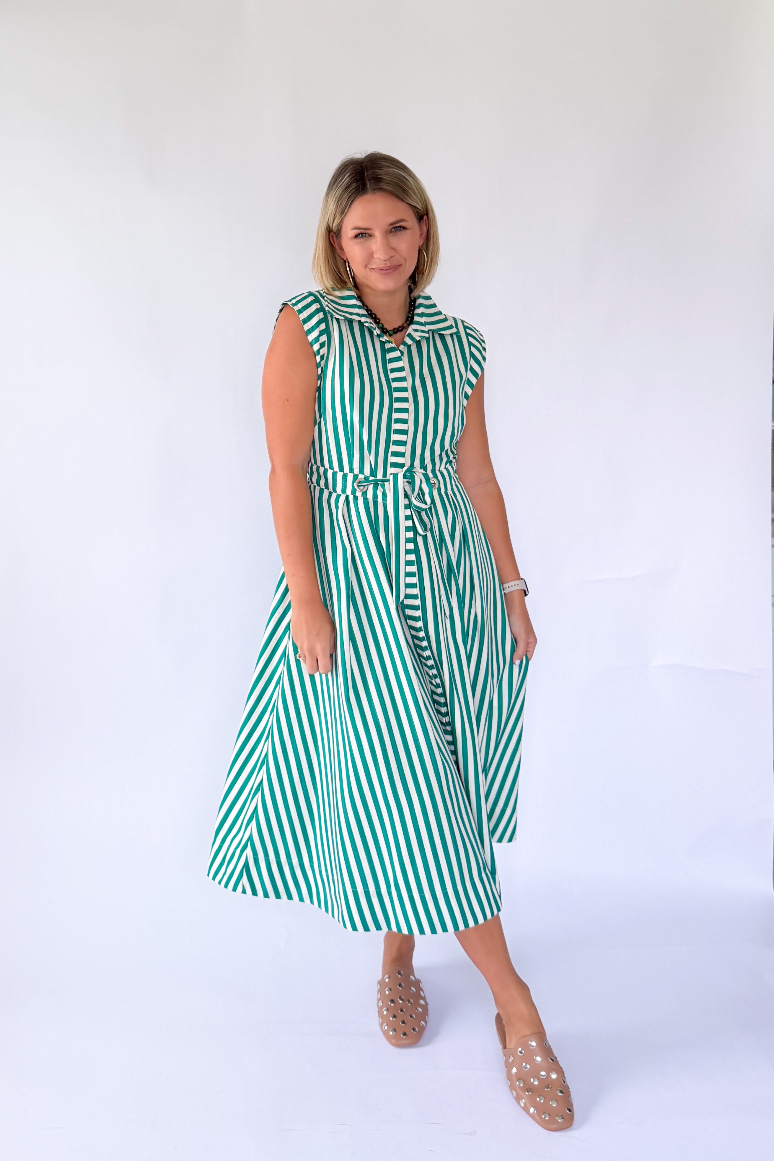 entro green & white stripe maxi