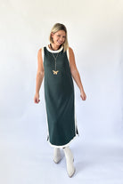 entro hunter green maxi dress