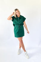 entro hunter green scalloped skort set