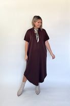 entro brown scuba maxi dress