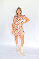 olivaceous floral mini dress