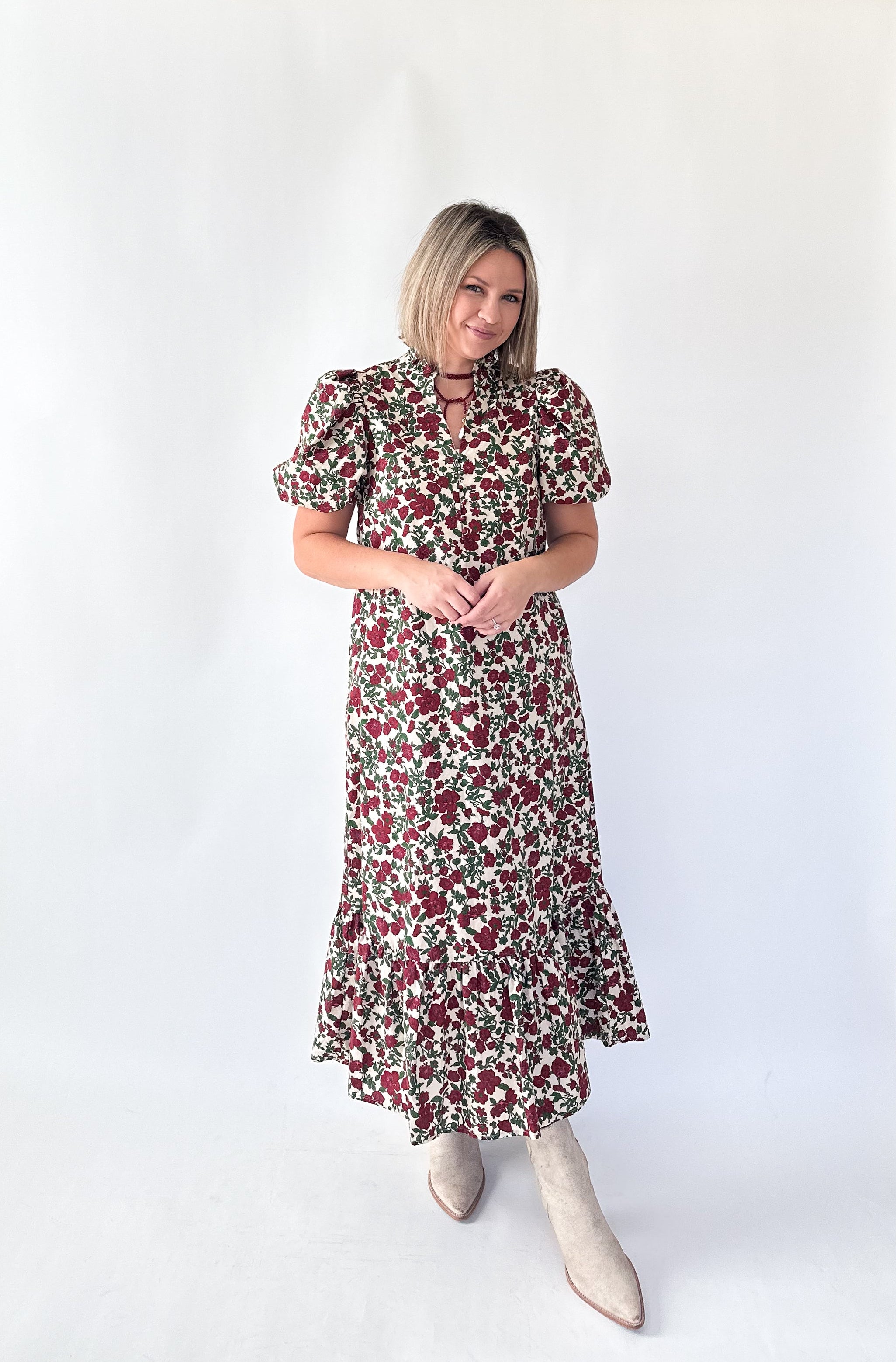 entro rose floral maxi dress