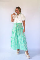 Seersucker Stripe Maxi Skirt By Karlie