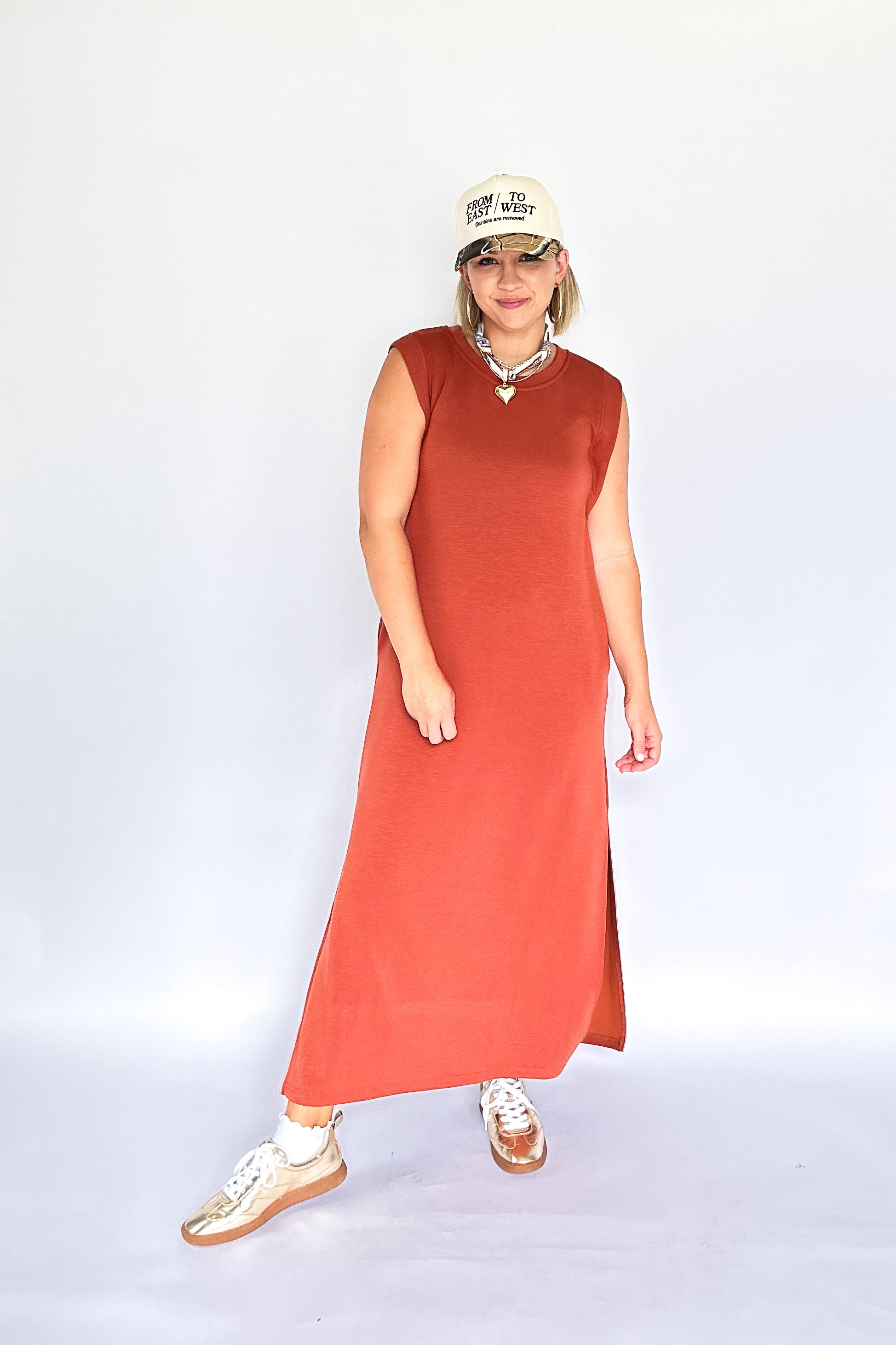 entro rust scuba maxi dress