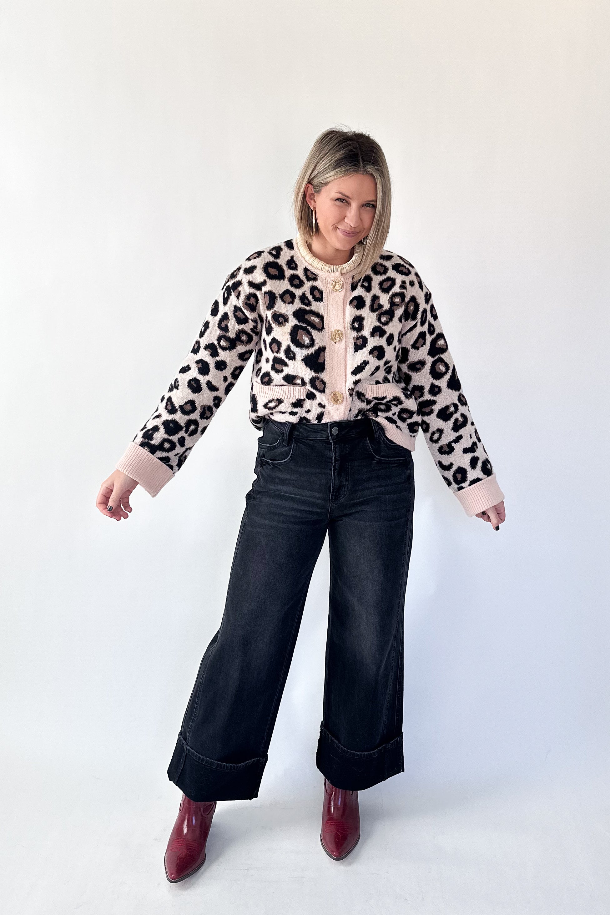 entro leopard sweater cardigan