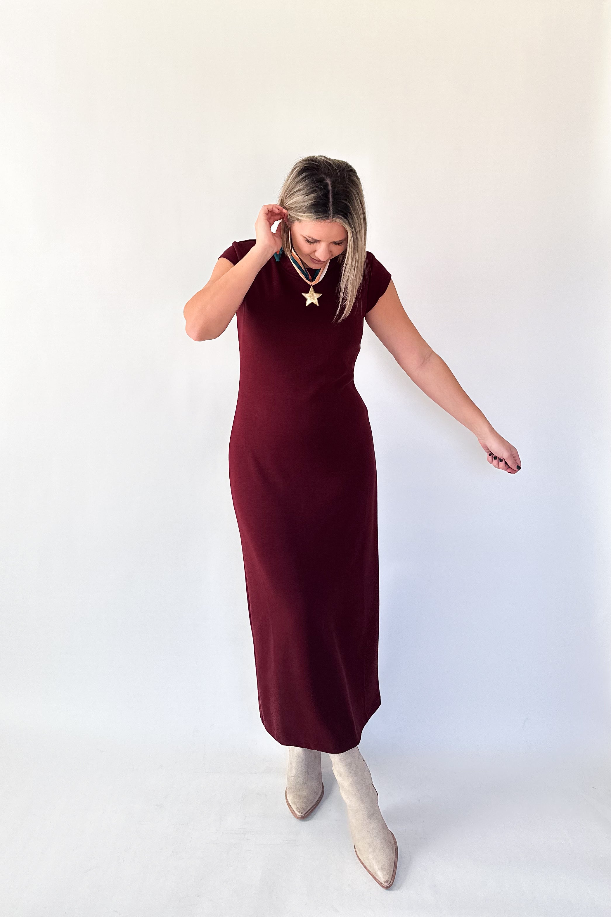 entro burgundy fitted dress