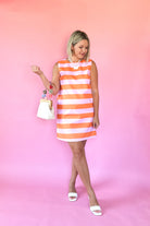 karlie orange & pink stripe mini dress with bow