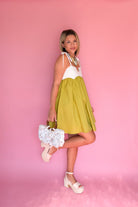 flying tomato green and white mini dress