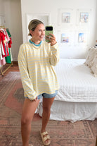 wishlist butter yellow stripe long sleeve tee