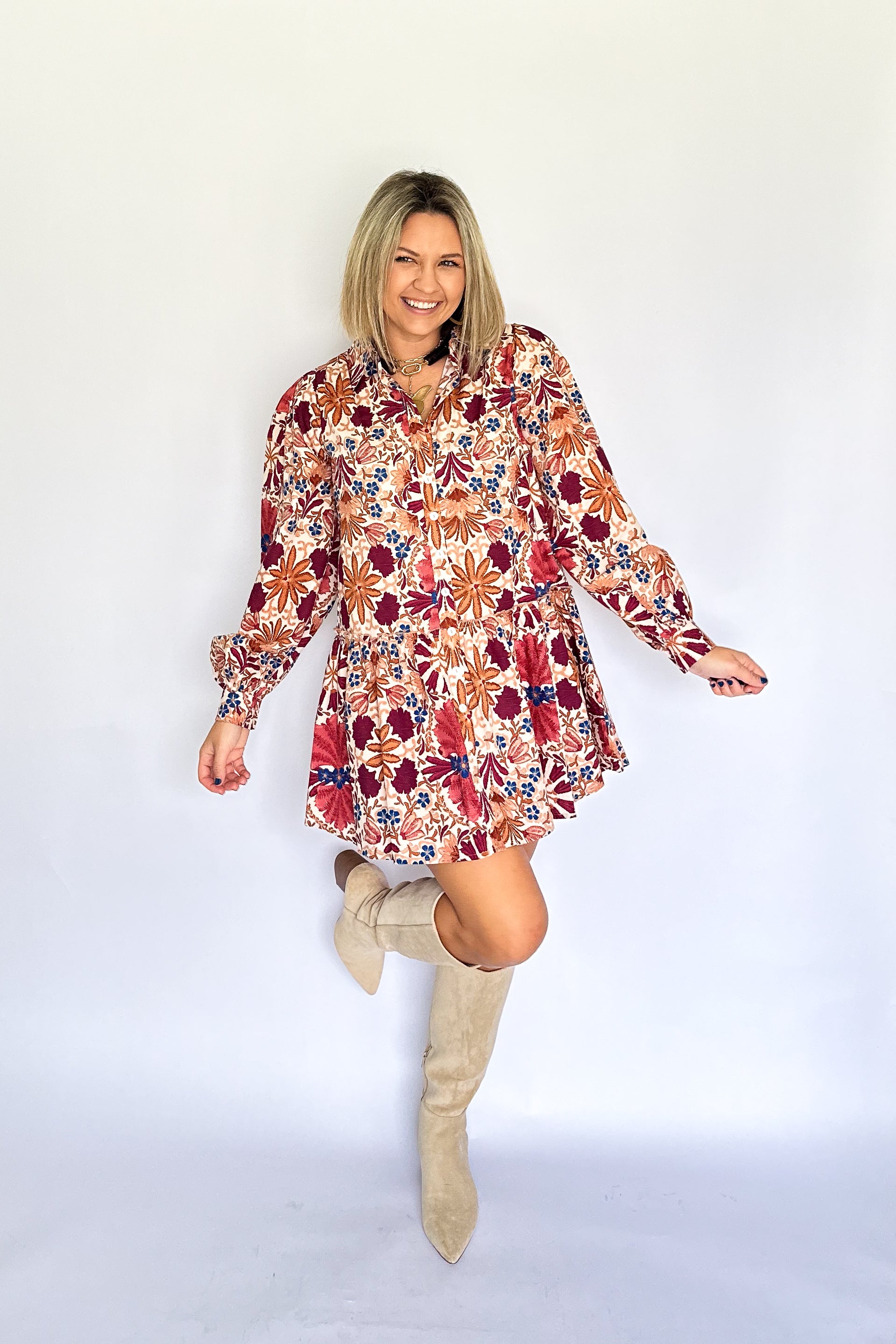 olivaceous printed drop waist mini