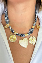 Taryn Multi Charm Bandana Scarf Necklace by gemelli