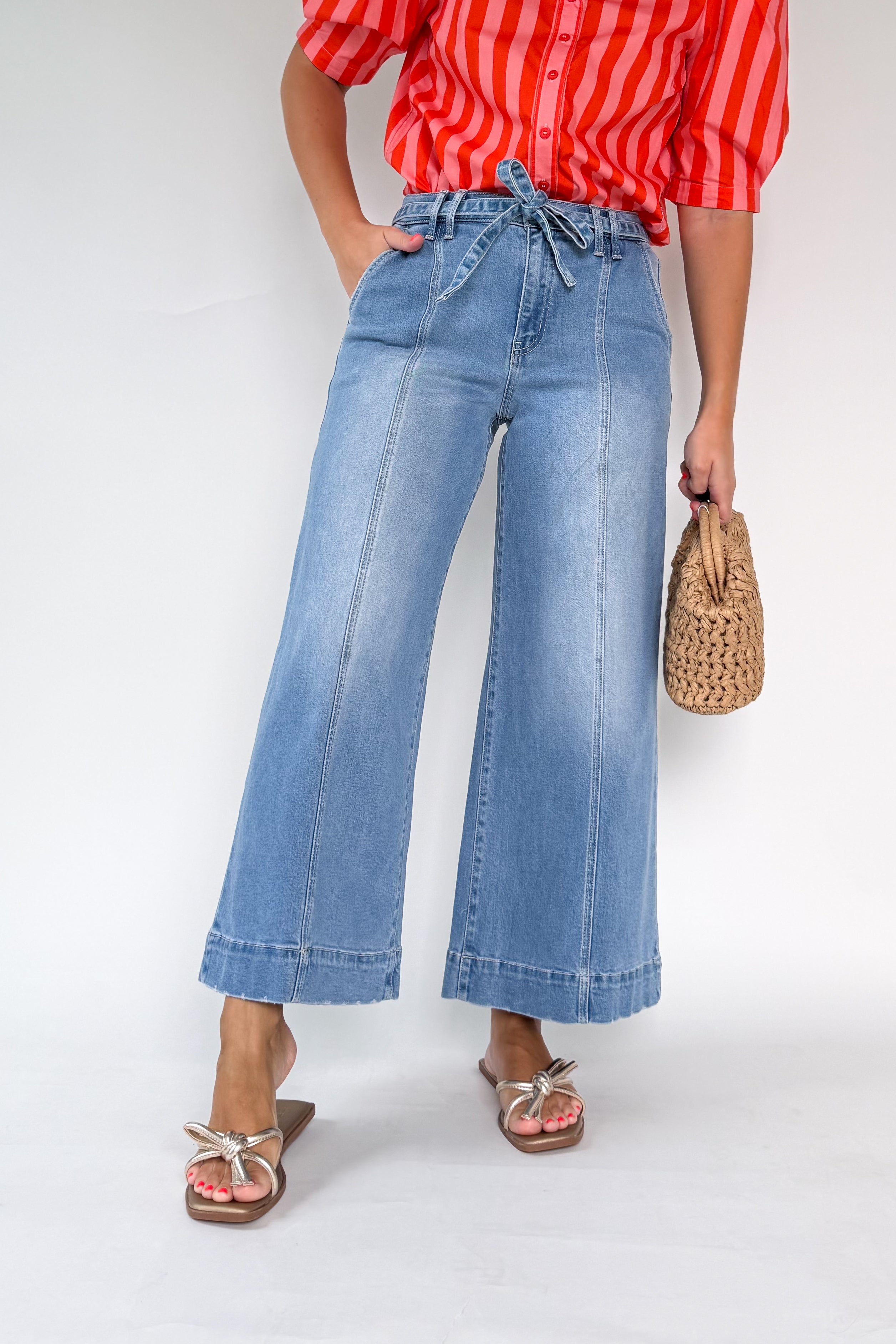Jesse High Rise Crop Palazzo Jean By Vervet