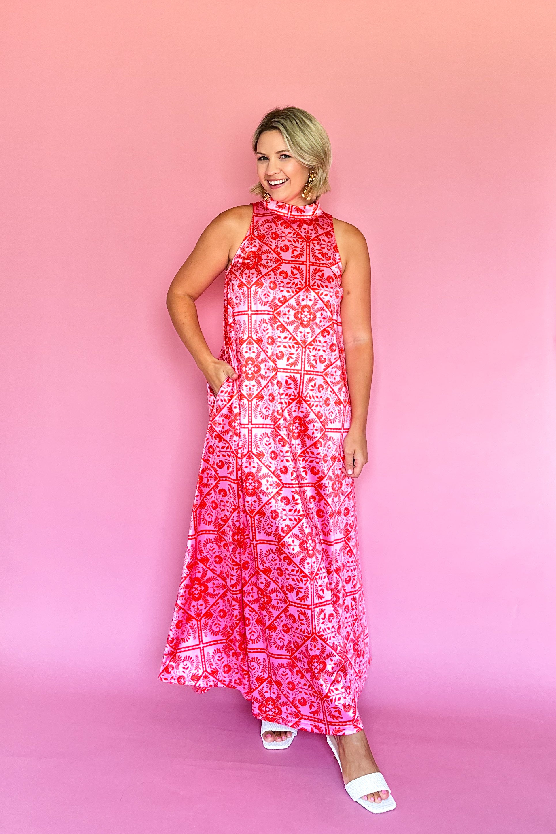 karlie satin halter maxi dress