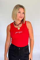 bucketlist Georgia red ribbed tank