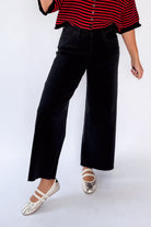 Jet Black High Rise Raw Hem Crop Wide Leg By Vervet