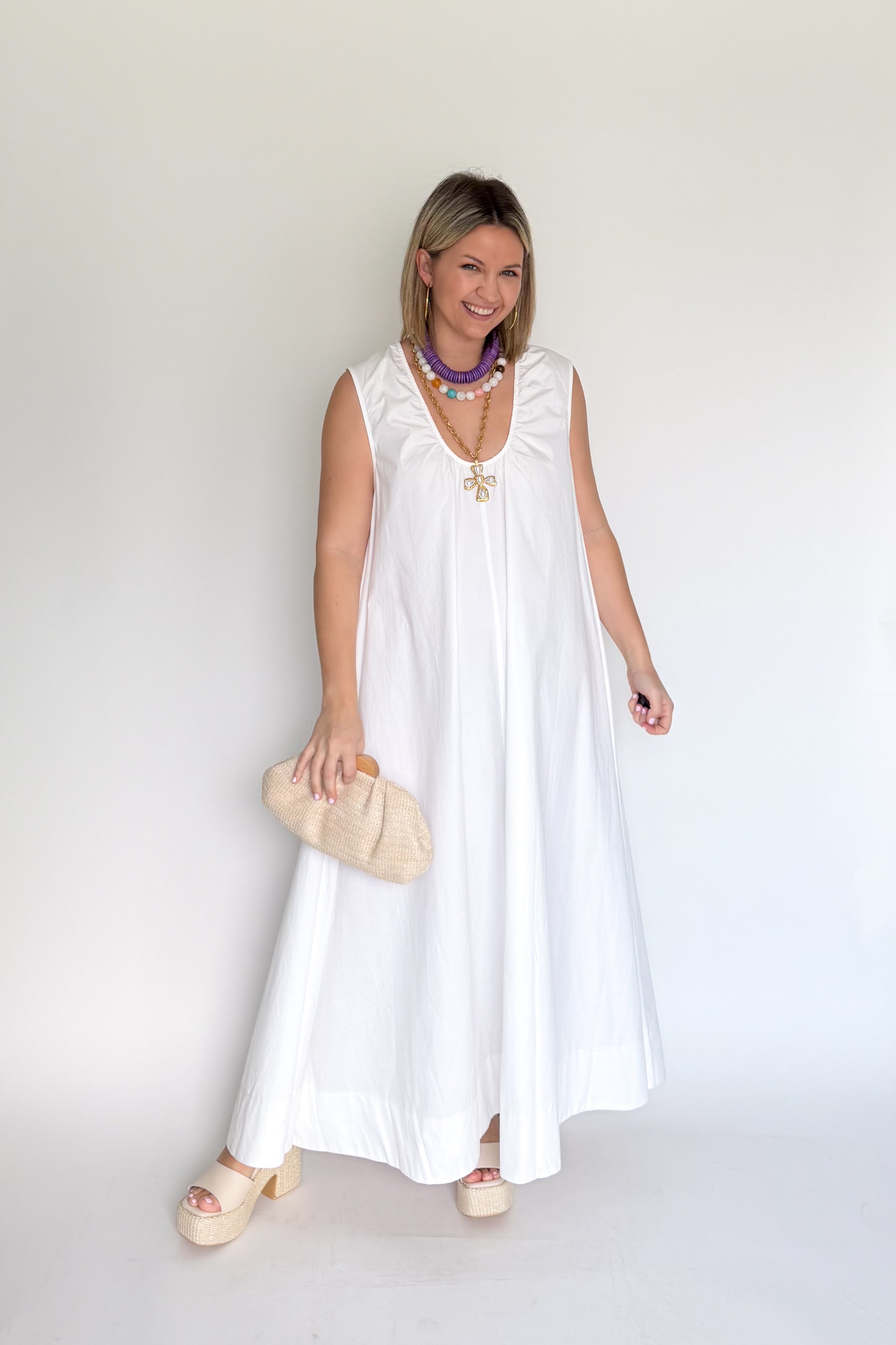 olivaceous white maxi dress