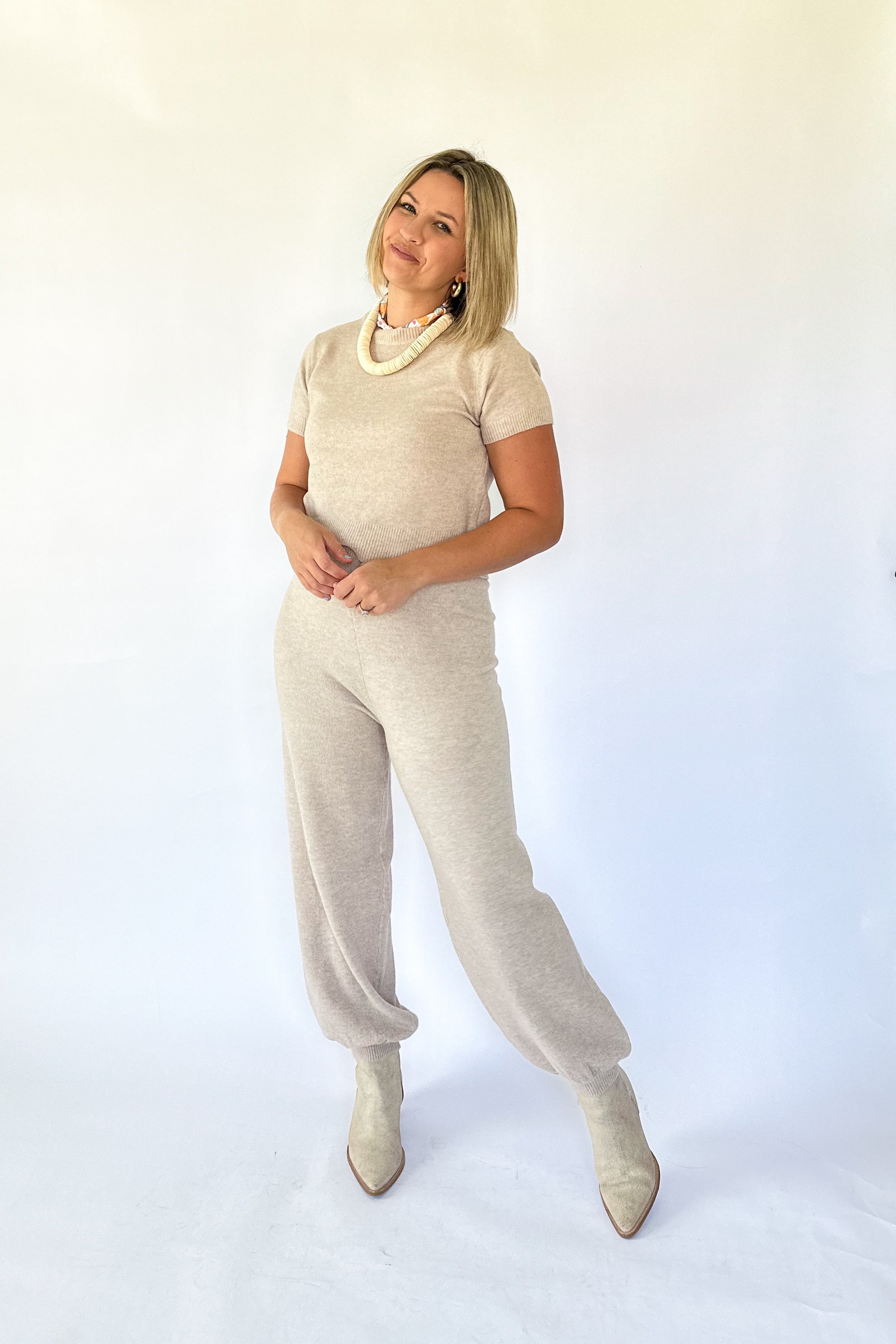 mable oatmeal sweater material set