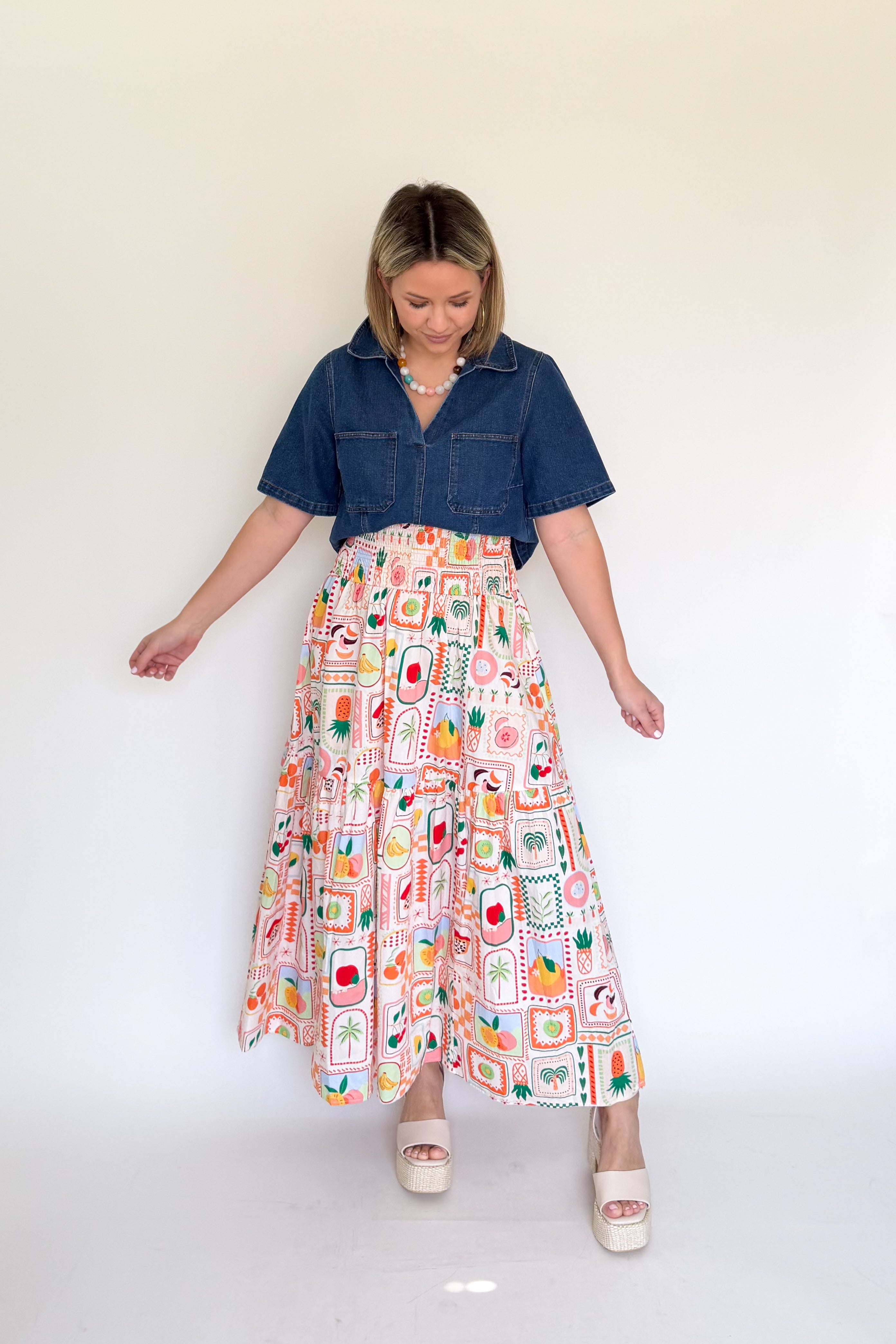 entro denim pocket top