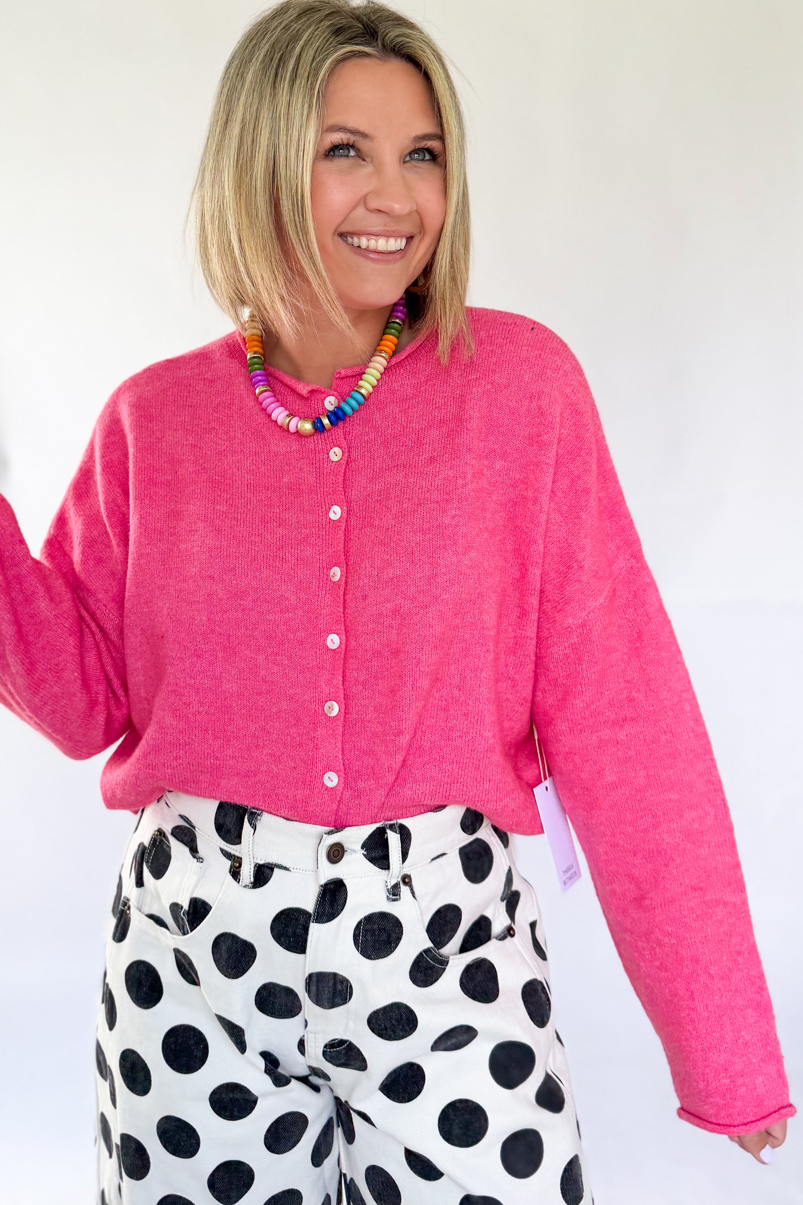 THINGS BETWEEN HOT PINK CARDIGAN