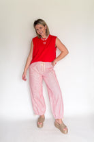 wishlist red & white stripe balloon pant