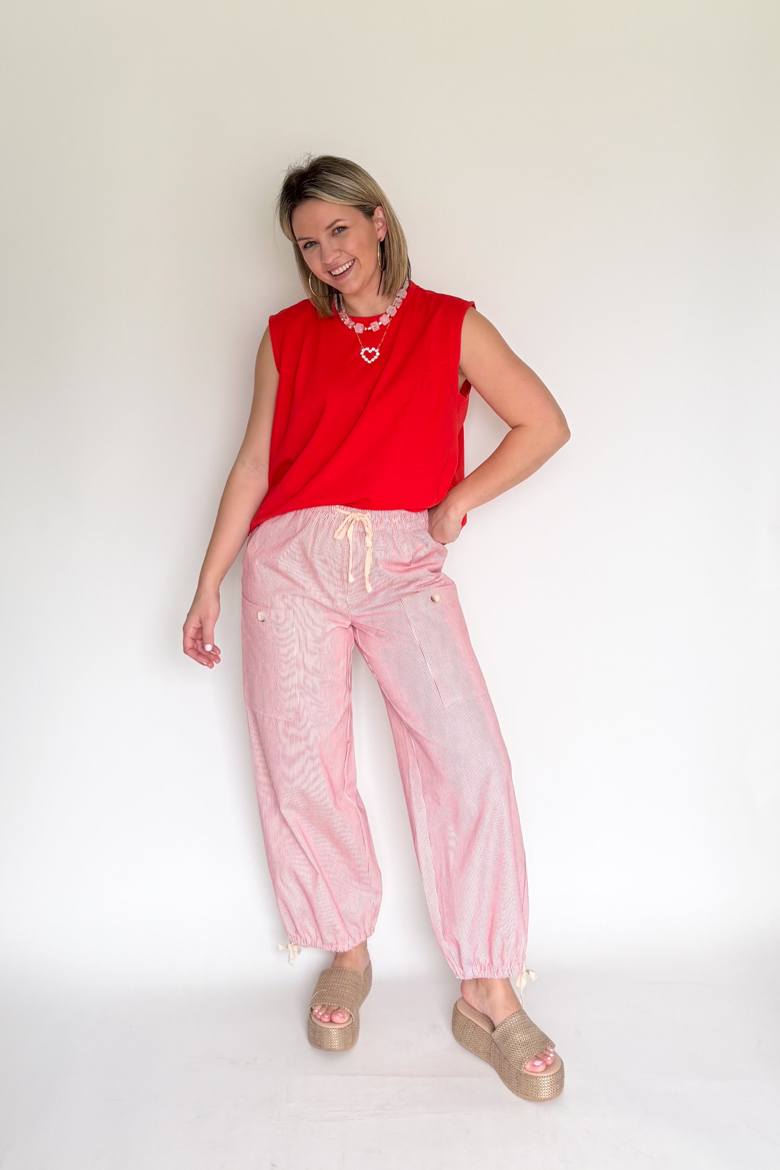 wishlist red & white stripe balloon pant