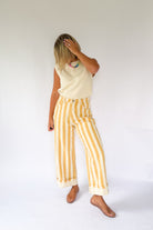 peach love California yellow stripe cuff jeans