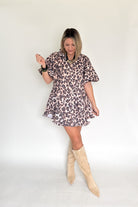 Leopard Denim Puff Sleeve Dress By Karlie
