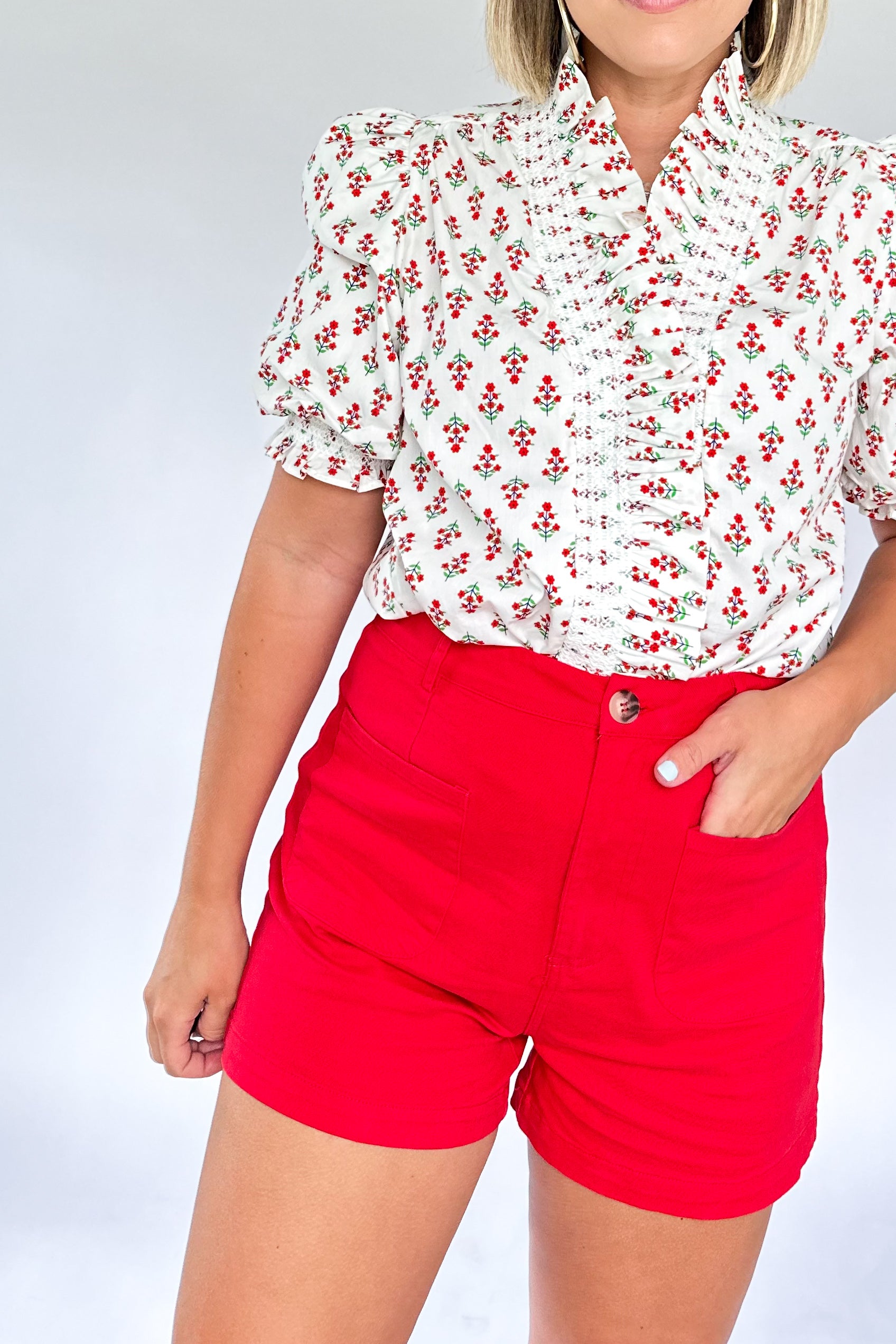 Digital Floral Ruffle Top By Karlie