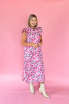entro pink floral maxi dress