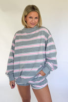 BUCKETLIST PINK AND GRAY MOCK NECK COMFY SET