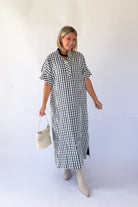 entro navy plaid maxi dress