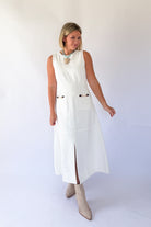 ENTRO white denim maxi dress 