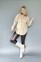 karlie cream pleather shacket