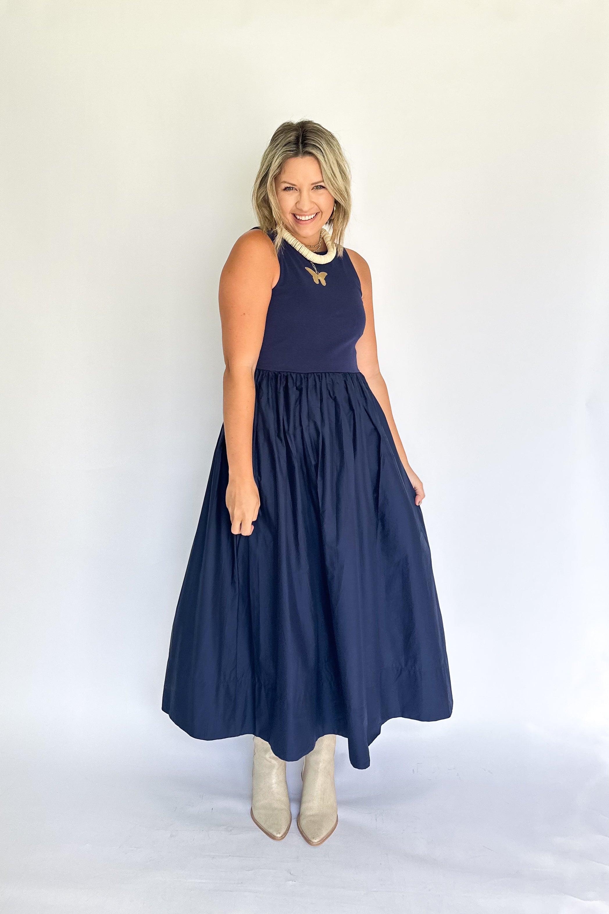 sofie the label navy maxi dress