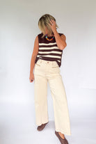 entro brown & ivory stripe sweater